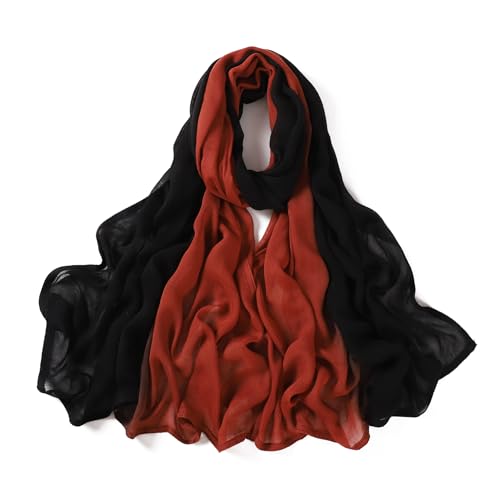 Txmout Ombre Modal Hijab Scarf for Women Muslim, Soft Lightweight Headscarf - color: Black - Copper Orange