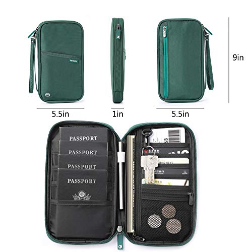 VanFn RFID Travel Passport Wallet, Family Passport Holder, Trip Document Organizer P.Travel Series (Nylon - Green) - color: A - Nylon - Green