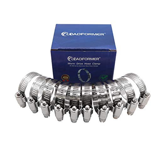 2.75 inch Worm Gear Hose Clamp Stainless Steel: 59mm - 81mm,10 Pack | ROADFORMER 2.75 hose clamp SAE 44, 1/2" Band Width: smoothly install and precisely fit hose & pipe size - size: 2.75" Hose Clamp 59mm - 81mm (2.32" - 3.19")