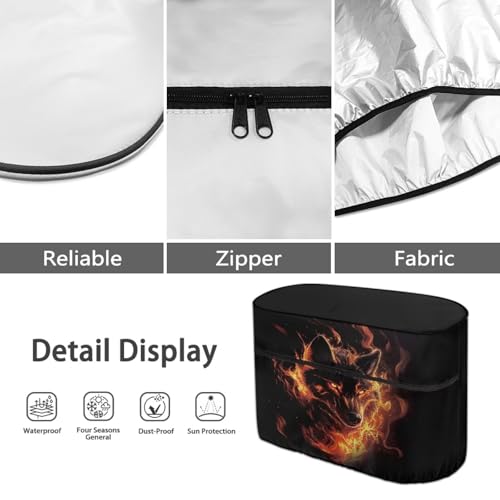 Fire Wolf Dual 20lb Propane Tank Cover with Zipper Dust-Proof Weather Resistant Gas Cylinder Cover Easy to Stall - color: Fire Wolf Print, size: S(20LB)