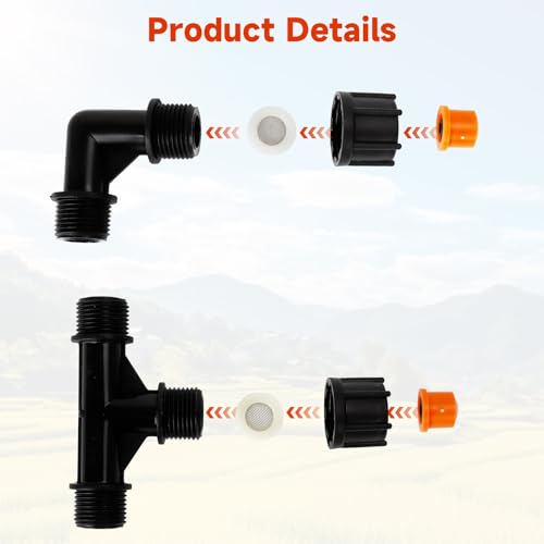 6 Nozzles Poly Boom Wand with 1/4" Brass Fitting, ATV sprayer Boom, Wide-Coverage Agricultural & Lawn Spray Attachment for Tractors/UTVs - color: Black