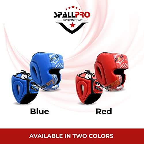 Spall Pro Boxing Headgear, Sparring Helmet for Fighting Sports Karate Boxing Martial Arts MMA and Taekwondo - color: Red