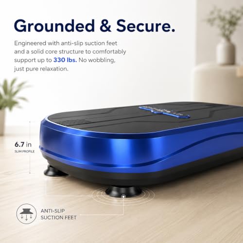 Natini Vibration Plate Exercise Machine - Power Vibrating Plate for Lymphatic Drainage,Whole Body Workout Machine for Women Weight Loss Home Fitness, - style: Flat Blue