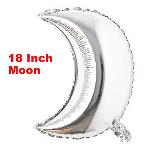18 inch moon Eid Al-Fitr holiday aluminum foil helium balloons birthday holiday party supplies wedding layout decoration (18 inch Moon Silver) - color: 18 Inch Moon Silver