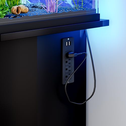55-75 Gallon Fish Tank Stand with Power Outlet, Modern Heavy Duty Aquarium Stand with Cabinet Storage for Fish Tank/Turtle Tank/Reptile Terrarium, 880LBS Capacity, Black