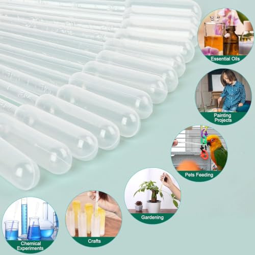 moveland 25Pcs 5ML Pipettes Dropper for Lab Science, Essential Oil, DIY Art | Strong Suction, Leak-Proof, Clear Graduated Scale, Food-Grade PE, Non-Toxic, Excellent Suction Without Leakage, Disposable - size: 5 ML