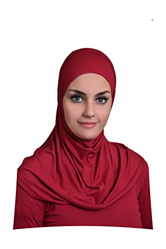 Al Ameera Muslim Hijab Cotton Amira 2 Piece Hood & Tube Underscarf Cap - color: Burgundy