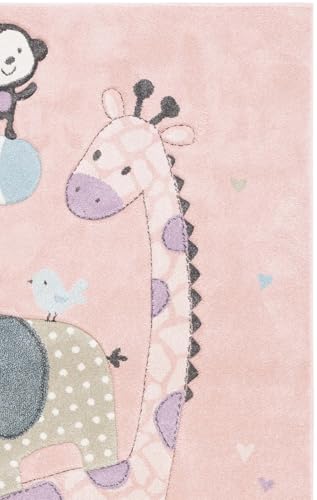 SAFAVIEH Carousel Kids 100 Collection Area Rug - 3'3" x 5'3", Blush Pink, Transitional Design, Stain Resistant, Ideal for High Traffic Areas in Living Room, Bedroom & Dining Room (CRK120U-3) - color: Blush Pink, size: 3'3" x 5'3" (Rectangular)
