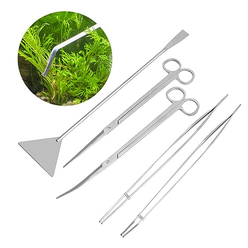 Kisangel 6pcs Stainless Steel Aquarium Tool for Aquatic Plants Includes Flat Shovels Plant for Freshwater and Tanks