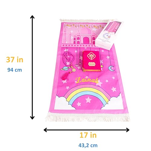 IEF Personalized Eid Gifts Prayer Mat, Birthday Gifts Quran Prayer Beads Set, Anniversary Gift Chenille Prayer Rug Pearl Prayer Beads Arabic Quran for Girls (Girl, Model-4) - color: Model-4
