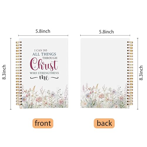Watercolor Flower Christian Notebook Journal, Christian Gifts for Women Faith, I Can Do All Things Bible Journal Notebooks for Note Taking, Faith Based Gifts, Spiral Notebook 5.5x8.3 Inch - color: 19-Christian-notebook