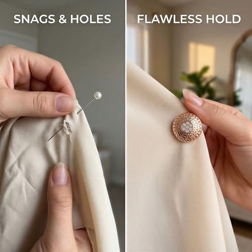 4 Pcs Rhinestone Metal-Adhering Hijab Pins, Strong Scarf Metal-Adhering Fasteners, Alloy Gold Silver Rose Black Decorative Brooches, No-Snag Fabric Fasteners for Scarves, Shawls, Muslim Head Cover