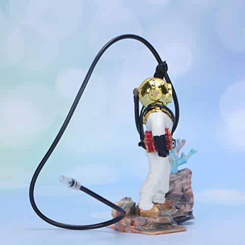 POPETPOP Aquarium Diver Sculpture Fish Tank Decoration with Bubble Effect for Fresh and Saltwater Tanks Resin Floating Scuba Diver Ornament 3.54X2.95X1.18In Desktop Landscape Accessory