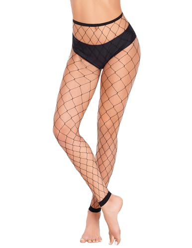 Avidlove Fishnet Stockings for Women Footless High Waist Fishnets Tight | Thigh High Stockings, Open Toe, High Stretch, Comfortable, Gothic Costume, Rave Outfits, for Cosplay, Halloween - color: Black Big Hole