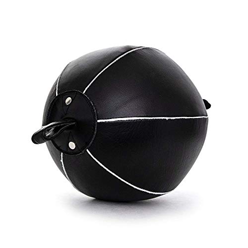 Genuine Leather Double End Boxing Punching Bag - Speed Striking & Dodge Training Ball for MMA, Muay Thai, Boxing, Gym Workout - Includes Cords & Hooks for Easy Setup - size: 9 Inch