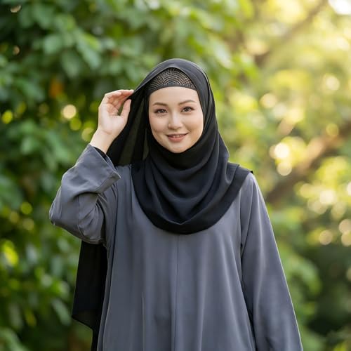 Hijab Hair Grip Band with Micro Dots, Elastic Non Slip Headband Holds Hair, Lightweight Hijab Crown Cap for Effortless Hijab Hold in Daily Routines, Black, 1 Piece