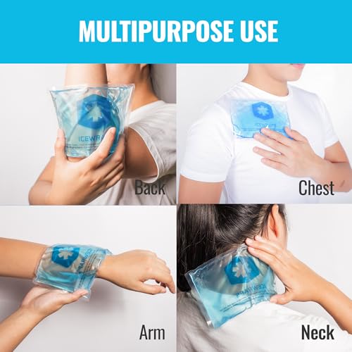 ICEWRAPS Reusable Ice Packs Compact 5 x 7 inches, Soft Cooling Pack 4 Pack | Hot or Cold Use, Puncture Resistant, Flexible Ice Pack for Everyday Comfort, Multipurpose Gel Design, FSA-HSA Eligible