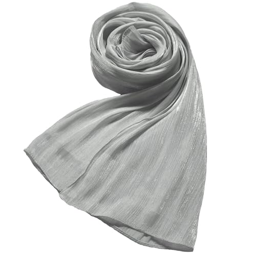 Women Premium Hijab Head Scarf Lightweight Shimmer Scarves Crepe Wedding Shawls and Wraps for Evening Dresses Shiny - color: Grey 8#