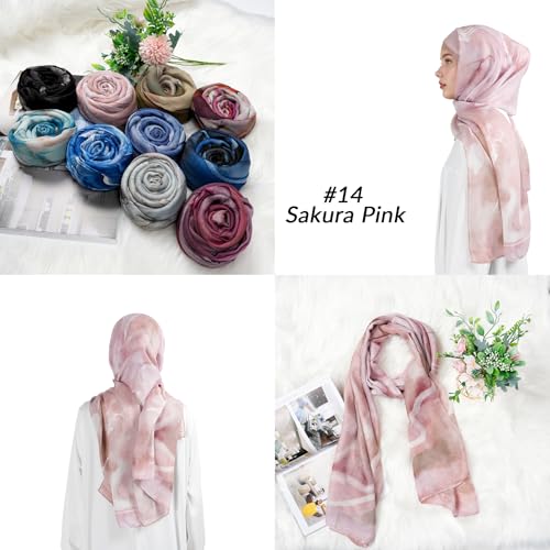 Printed Hijab for Women Printing Hijab Scarf for Women Muslim Islamic Prayer Clothes 1pc Muslim Women's Khimar - color: Sakura Pink