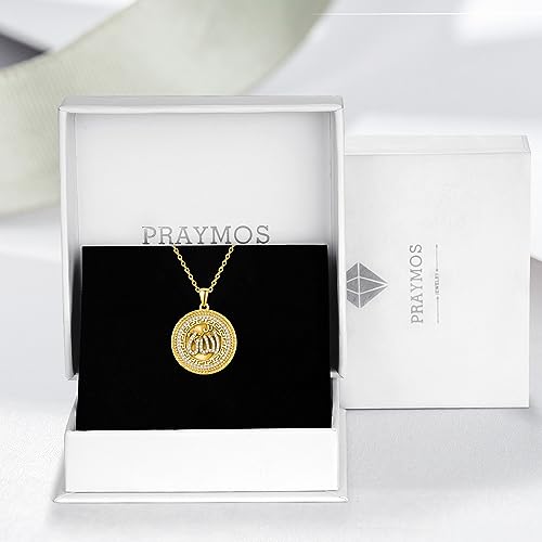PRAYMOS 925 Sterling Silver Religious Islamic Necklace/Irish Triquetra Celtic Knot Pendant Jewelry Gift for Women - style: 2-Allah necklace gold