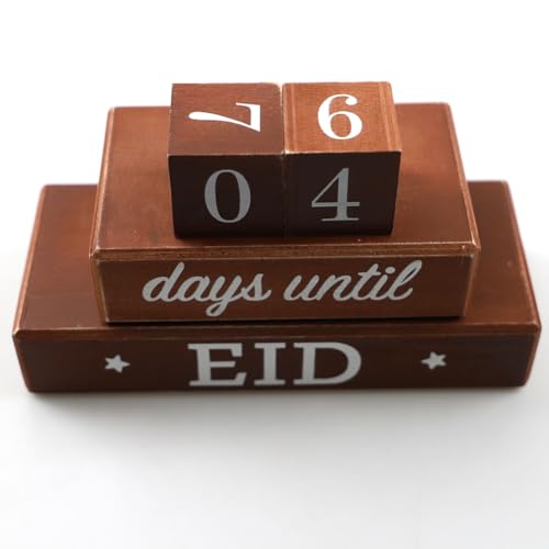 4 Pcs Ramadan Calendar Block Set, Ramadan Advent Countdown, Eid Calendar Countdown Calendar, Wooden Ornament Block Calendar of Islamic Months