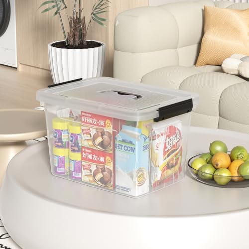 Kekow 18 L Clear Storage Bin with Lid, Clear Plastic Storage Totes, 4-Pack | Clear Design, Sturdy Plastic Material, Dual Side Latch Locks, for Home Office Kitchen Storage - size: 18 L