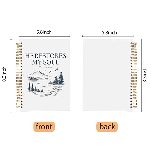 Mountain Christian Notebook Journal, Psalm 23:3 Bible Notebook for Note Taking, Christian Gifts for Women Men, He Restores My Soul Religious Spiral Journal 5.5x8.3 Inch - color: 26-Christian-notebook