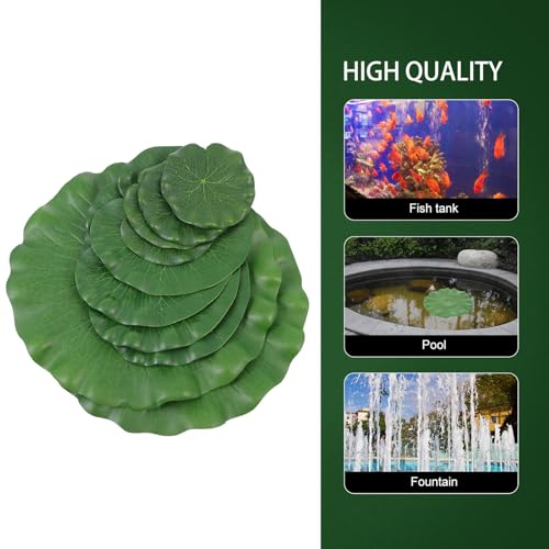 balacoo 10pcs Artificial Lotus Leaves Aquarium Floating Lotus Leaf Ornament Water Pool Decor Simulation Plants for Fish Tank and Pond Home Garden Display