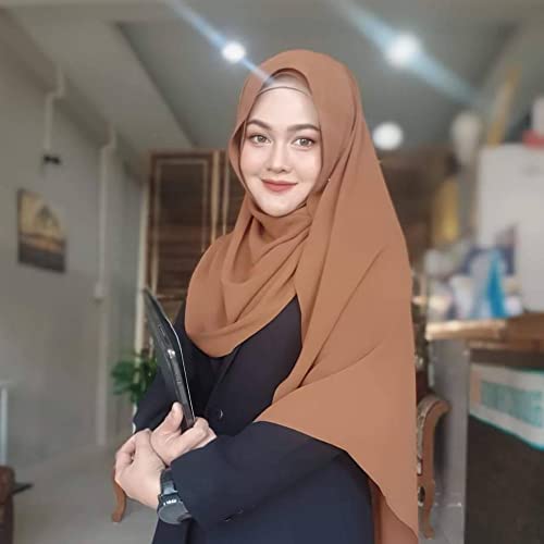 Febfim 4 PCS Muslim Women Soft Premium Solid Chiffon Hijab Scarves Shawl Long Scarf Wrap Scarves with Gift Box - color: Clear