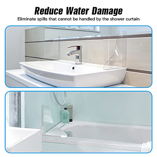 Tiga 2 Pieces Bathtub Shower Splash Guard, Bathroom Bath Tub Splash Guards with 3M Super Viscose, Perfectly Matched to Shower Curtain Weights