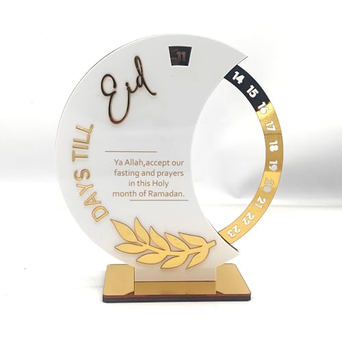 Ramadan Countdown Calendar, Rotatable 30 Days Til Eid, Eid Mubarak Advent Countdown Calendar Rotate Moon Shaped Eid Calendar for islamic Home Party Decorations