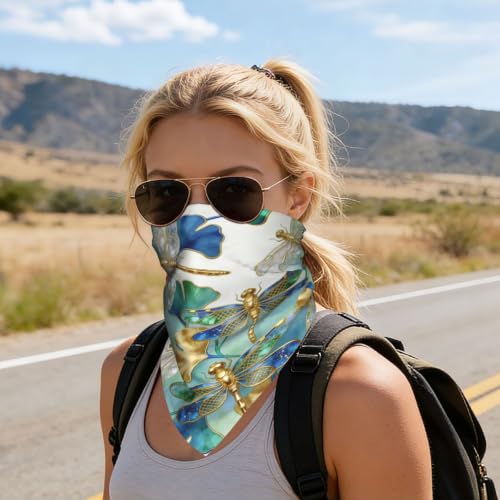 Satin Square Scarf, Printed Head Neck Scarf, Multi‑Purpose Bandana - color: Dragonfly