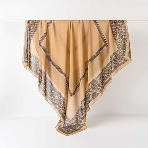 K-Elewon Large Square Scarf 51" Headscarf Chiffon Fashion Scarves Turbans Hair Wrapping Scarfs H25-02 at Amazon Women’s Clothing store