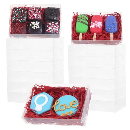 RomanticBaking 15PCS 7x4.3x1.5 Inch Clear Treat Boxes for Party Favor - size: 7"X4.3X1.5"