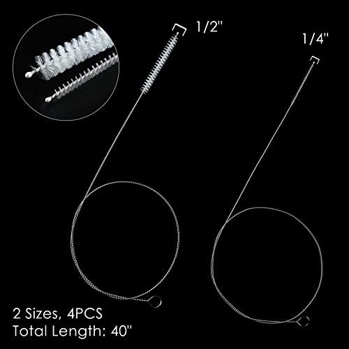 40 Inches Brush Cleaner for Cleaning Straw, Kegerator, Feeding Tube, Siphon Hose, Sunroof Drain, Refrigerator Drain, 4PCS (Black) - color: 2-black