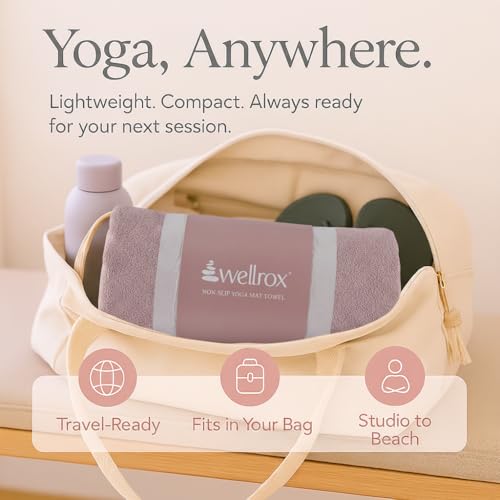 Wellrox Microfiber Yoga Mat Towel with Grip β Ultra Absorbent, Super Soft, and Quick Dry Hot Yoga Towel Non Slip for Pilates, Bikram, and Fitness Workouts (74β x 26β, Rose) - color: Rose