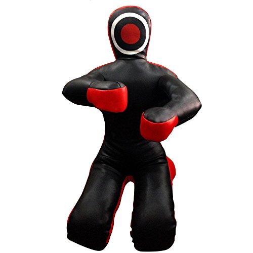 LEATHERAY MMA Jiu Jitsu Grappling Dummy Judo Punching Bag,Brazilian Jiu Jitsu Dummy,Wrestling Grappling BJJ Dummy Black Synthetic Leather - 48 inches-Unfilled