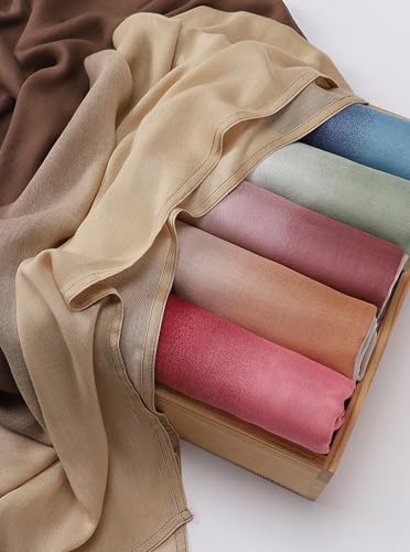 Modal Feel Hijab Scarf for Women, Lightweight Ombre Dual Color - color: 4#yellowbeige