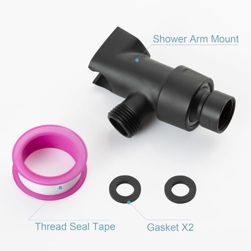 OFFO Shower Head Holder All Metal for Handheld Shower Head, Adjustable Shower Arm Mount with Solid Brass Pivot Ball, 1/2 in IPS Female Inlet and Male Outlet, Matte Black - style: Matte Black