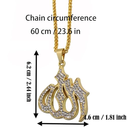Muslim Allah Crystal Car Rearview Mirror Hanging Ornament Islamic Arabic Script Metal Charm for Auto Interior Decor