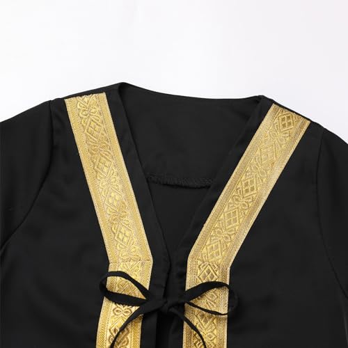 Newborn Baby Boys Muslim Ramadan Robe Long Sleeve Abaya Sets Eid Kaftan Dubai Islamic Outfits Arabic Kid Thobe - color: Black, size: 6-12 Months