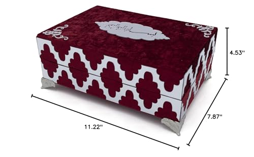 Modefa Islamic Turkish Holy Quran in Arabic with Keepsake Velvet Gift Case & Prayer Beads (Red #418) - color: Red #418