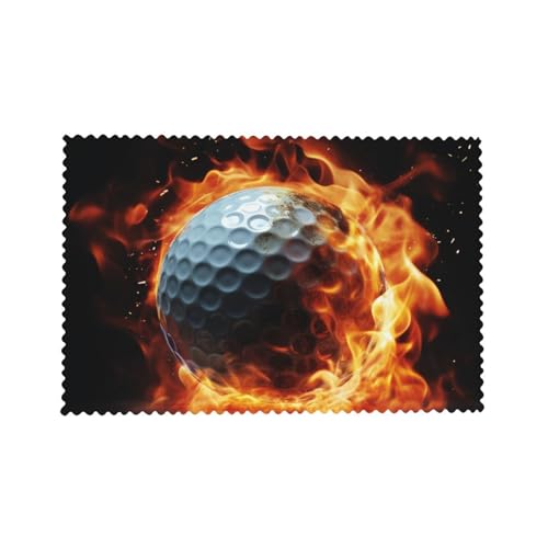 Placemats Set of 4 Heat Resistant Golf Ball on fire Place mat for Dining Table Non-Slip Table Mats Desktop Protection Pad Washable Place Mats for Kitchen Dining Outdoor - color: Golf Ball on Fire