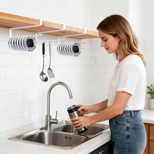 1 Pack Tumbler Lid Organizer, Versatile Cup & Water Bottle Lid Holder, Upgraded Kitchen Space Saver & Under Cabinet Storage, No Adhesive or Drilling Needed, Multi-Use Tumbler Lid Holder, White - style: 1 Pack, White