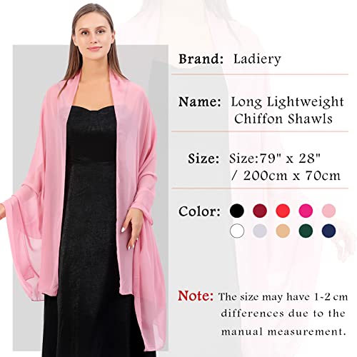 Ladiery Chiffon Shawl Wraps for Women Evening Dresses, Elegant Soft Sheer Shawls for formal dressy Bride Wedding - color: Bean Pink(1)