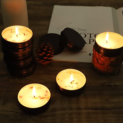 OBKJJ 48 Pcs Aluminum Round Cans with Lid, 2 Oz Metal Tins Food Candle Containers with Screw Tops for Crafts, Food Storage, DIY (black) - color: black