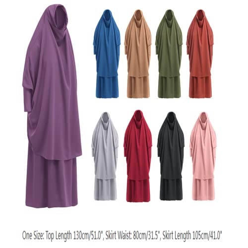 Women's Muslim Prayer Dress Hijab Scarf Eid Prayer Jilbab Khimar Niqab Burka Abaya Maxi Islamic Arabian Modest Cardi Robe - color: Pink