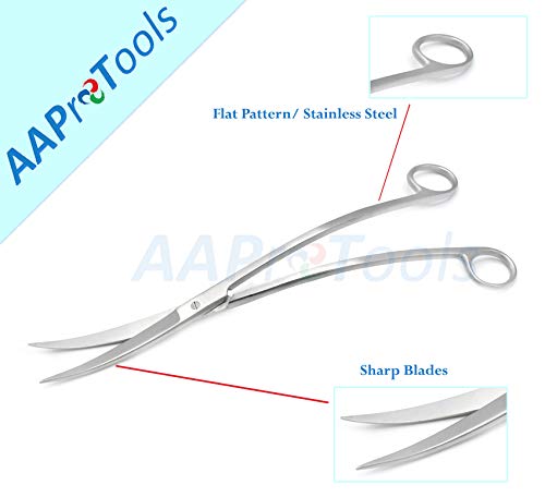 Fish Aquarium Cleaner Wave Scissors Curved 10" Long Bent Handle Sharp/Sharp Stainless Steel Instruments