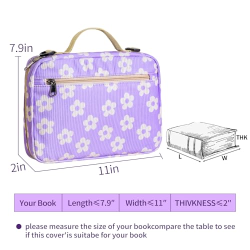Bible Cover Case for Women Large Bible Cover for Girls Bible Study Supplies Accessories with Handle and Shoulder Strap | Durable - color: Flower-purple
