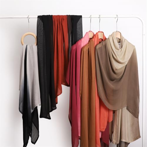 Premium Ombre Viscose Hijab Scarf for Women Muslim Lightweight Gradient Color Shade Hair Wraps Long Hijabs Scarves - color: Black 1#
